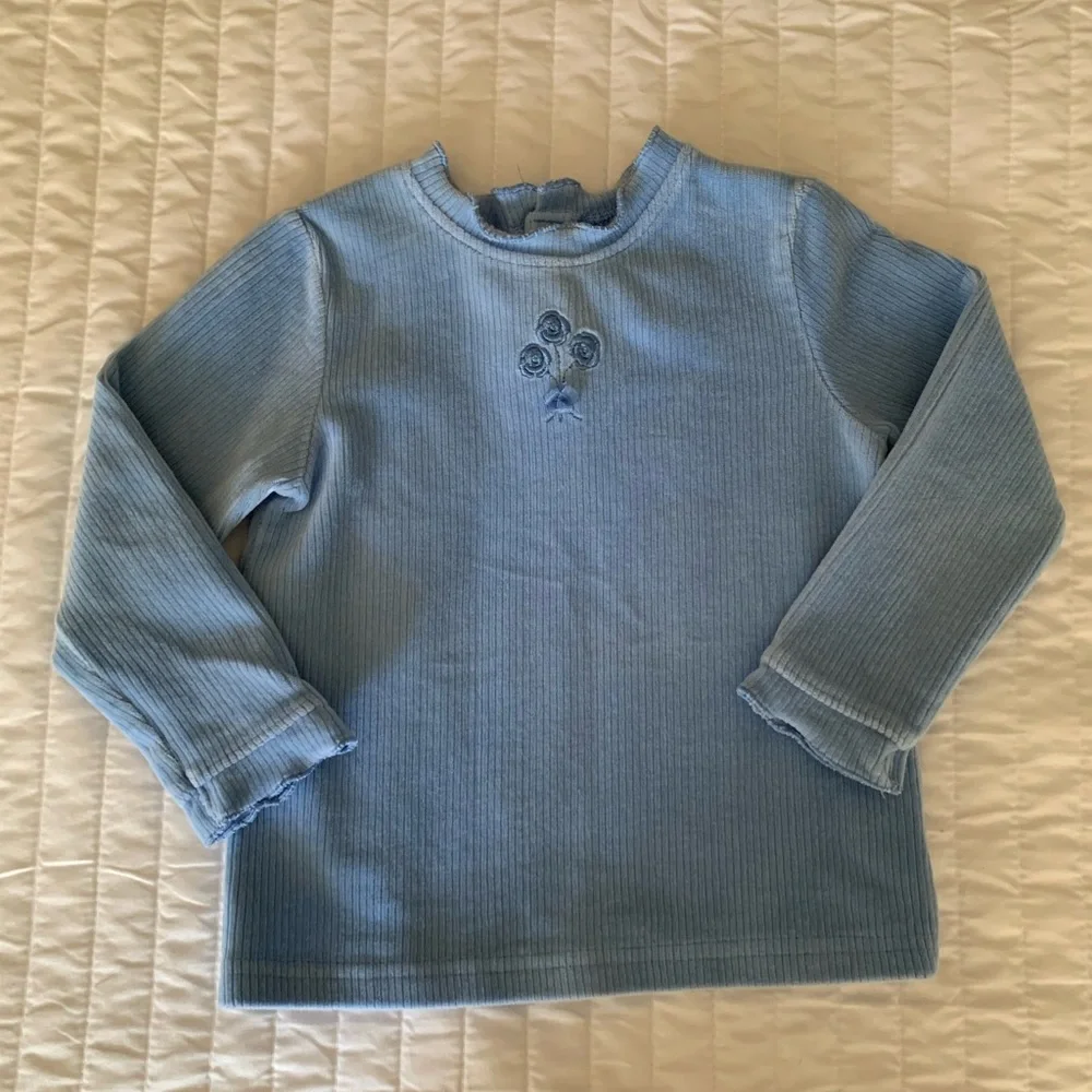 VTG Children's Place Set Girls Size 24M Blue Y2k Velour Top Pants Ribbed Ruffle - Picture 3 of 16